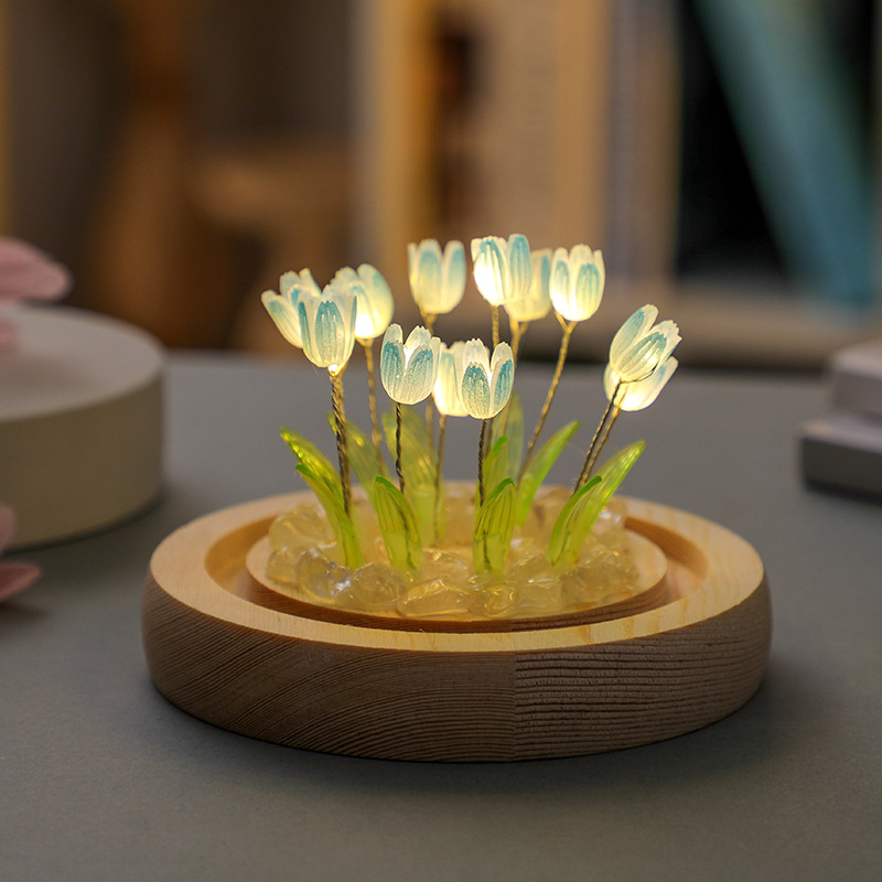 Picture of Tulip Night Light Handmade DIY Material Kit Creative Desktop Atmosphere Lamp Ornament Gift for Girls Mid-Autumn Festival Gift