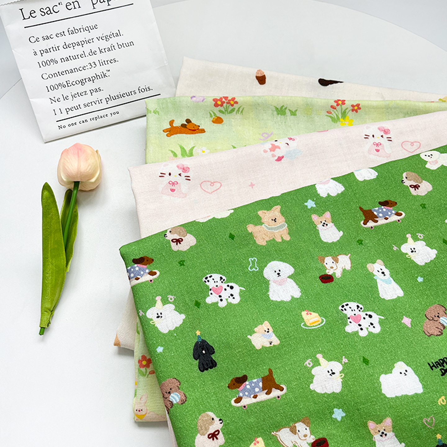 Cartoon Printed Fabric Bamboo Fiber Gauze Baby Summer Anti-Mosquito Pants Clothing Home Clothes Saliva Towel Bath Towel Fabric