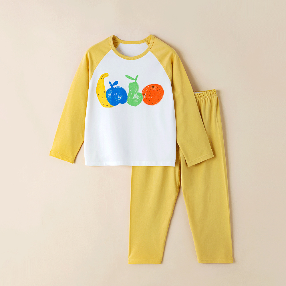 Picture of Children's Home Clothes Korean Style Pure Cotton Baby Set Class a Cotton Long-Sleeved Thin Kidsren's Clothing Boys and Girls Summer and Autumn Pajamas