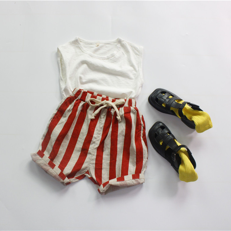 Picture of Summer Children's Vest Solid Color Boys' Vest Korean Style Solid Color Slub Cotton Thin Girls' Top Sleeveless Hair