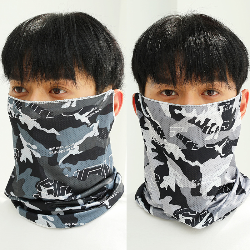 Ice Silk Scarf Camouflage Tactical Neck Sleeve for Men and Women Summer Outdoor Cycling Sports Fishing Sunscreen Mountaineering Hood