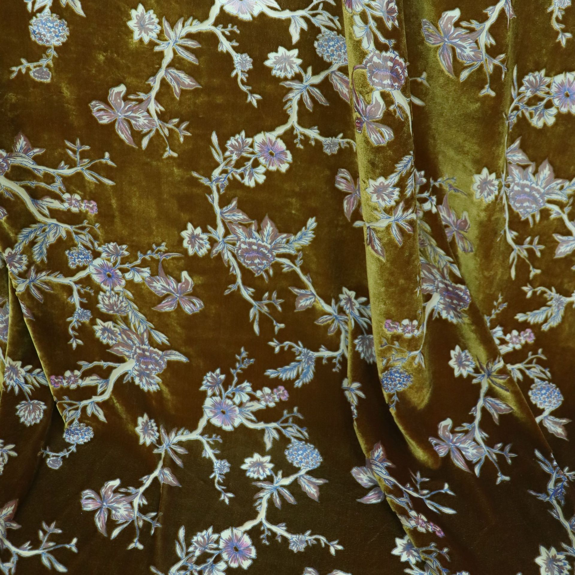 Factory Wholesale Woven Brocade Velvet Imitation Silk Printed Burnt Flower Velvet Fabric Dress Cheongsam Fabric