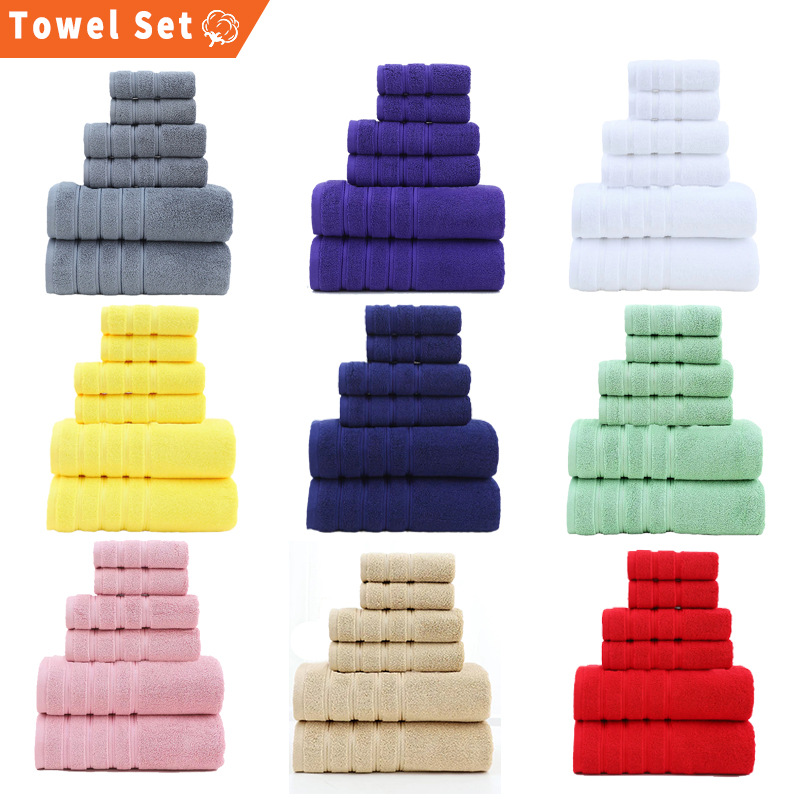 Towel Pure Cotton Plain Color Thickened Absorbent Bath Towel Gift Logo Custom Cotton Business Foreign Trade Set Towel Embroidered Logo