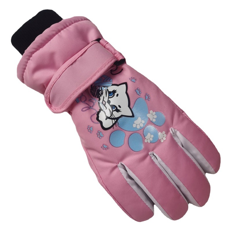 Picture of Winter Outdoor Children's Ski Gloves Men's and Women's 5-10 Years Old Cartoon Christmas Windproof Waterproof Warm Riding Gloves
