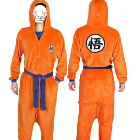 Cross-Border New Thickeneded Flannel Sun Wukong Jumpsuit Dragon Ball Cosplay Couple Home Clothes in Stock