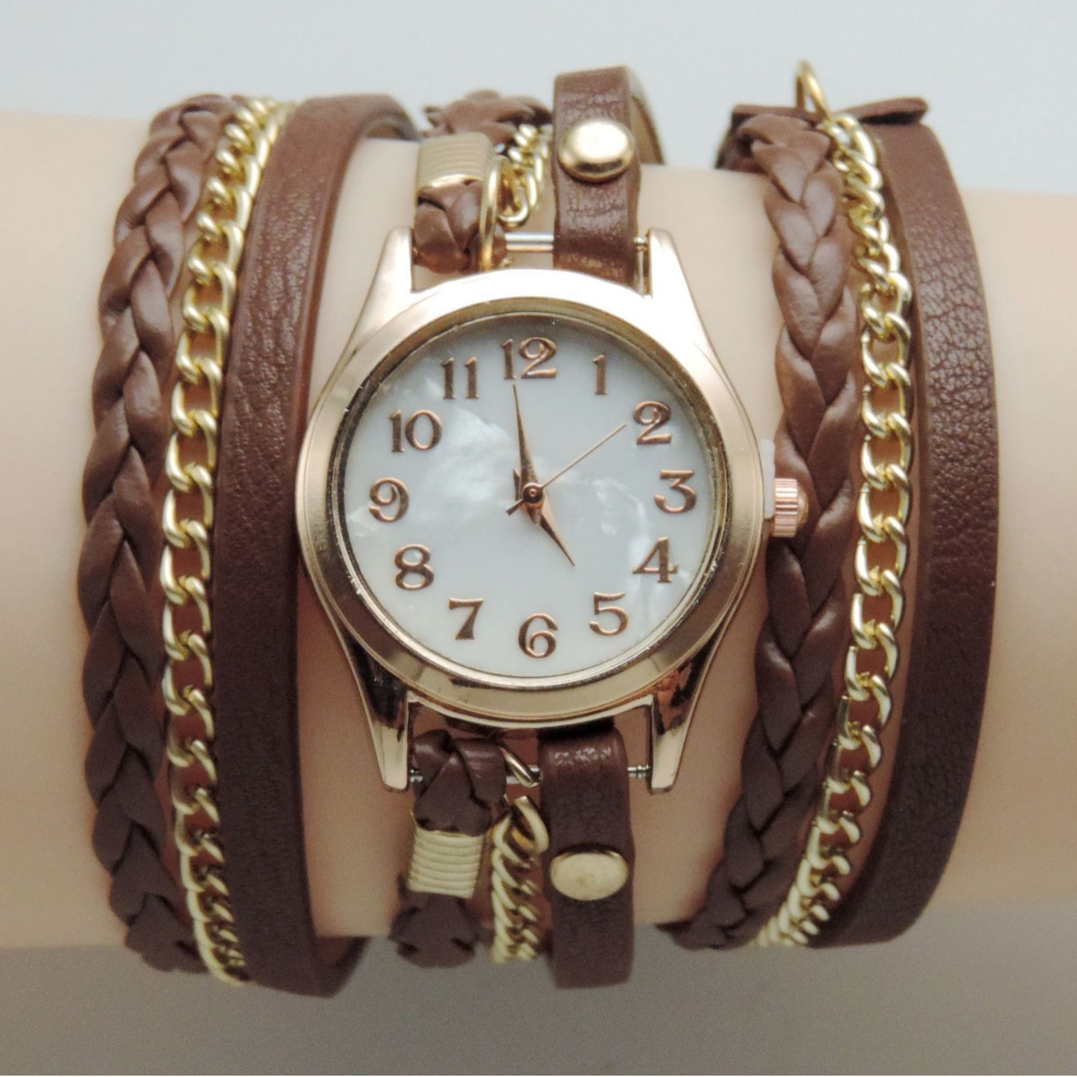 2015 Foreign Trade Hot Style Fashionable and Creative Braided Rope Bracelet Watch Women's Leather Strap Braided Circle Watch in Stock