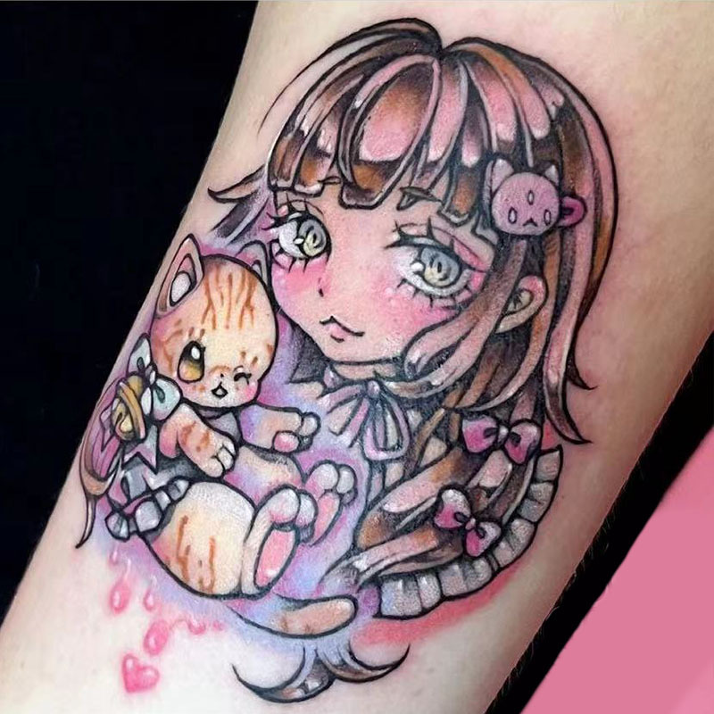 Picture of Diablo Tattoo Sticker Women's Waterproof Lasting European and American Violence Lori ins Cute Cartoon Flower Arm Non-Reflective Anti-Han