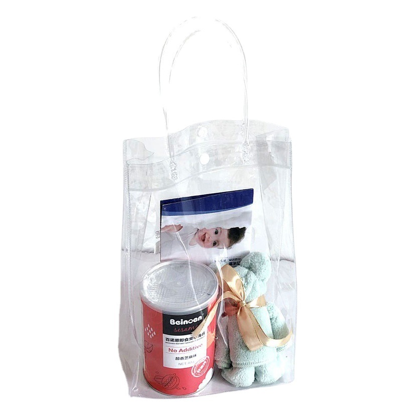 Gift Bag Pvc Transparent Plastic Tote Bag Wedding Candy Gift Bag Flower Cup Packaging Bag Transparent Tote Bag