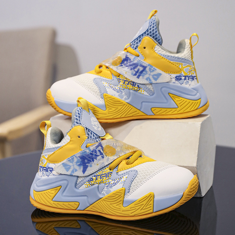 Boys' Shoes Autumn 2024 New Children's sneaker Middle and Large Children's Basketball Shoes Boys Training Shock Absorbing Running Shoes