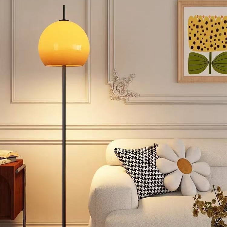 Picture of Glass Bauhaus Antique Floor Lamp Living Room Sofa Side Decorative Lamp Advanced Sense Retro Bedroom Vertical Lamp