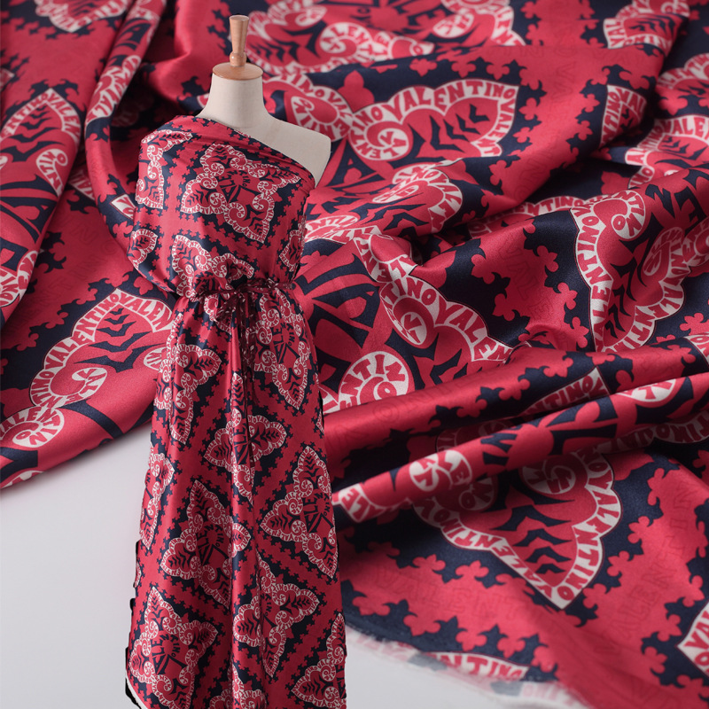Silk Mulberry Silk Fabric Stretch Satin 19 Mmi 120 Width Digital Printing Women's T-Shirt Shirt Fabric