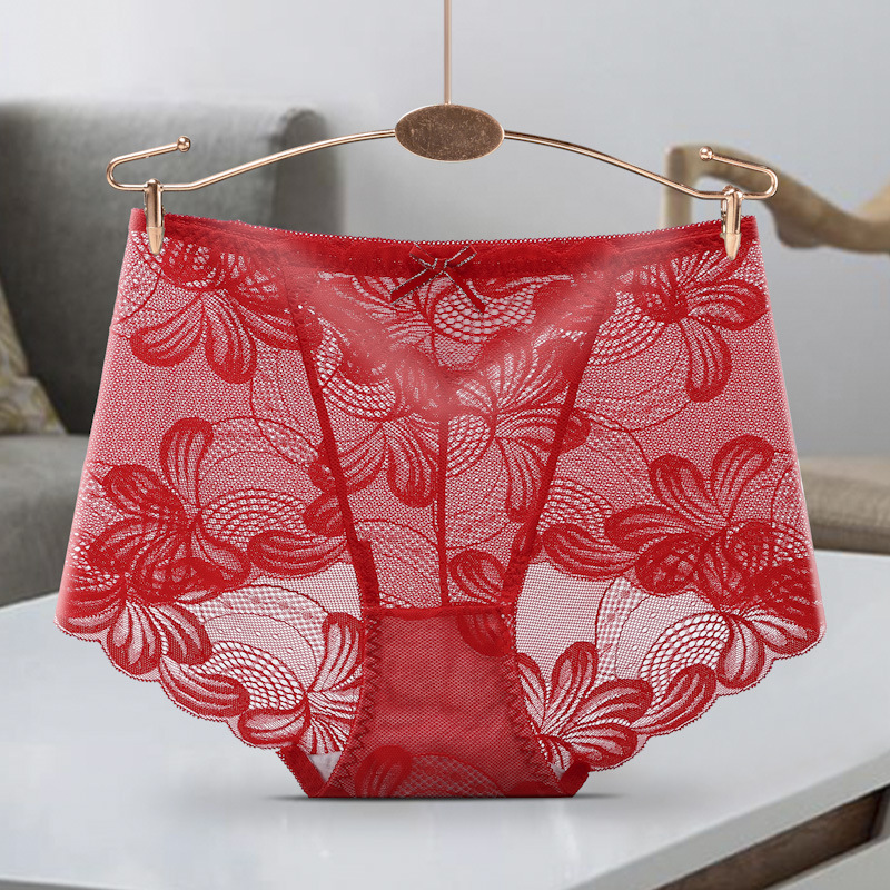 Picture of 3A Antibacterial Cotton Crotch Breathable Full Lace Women's Underwear Large Size Plus Fat Sexy Seamless Underwear Women's Butt Lifting Briefs