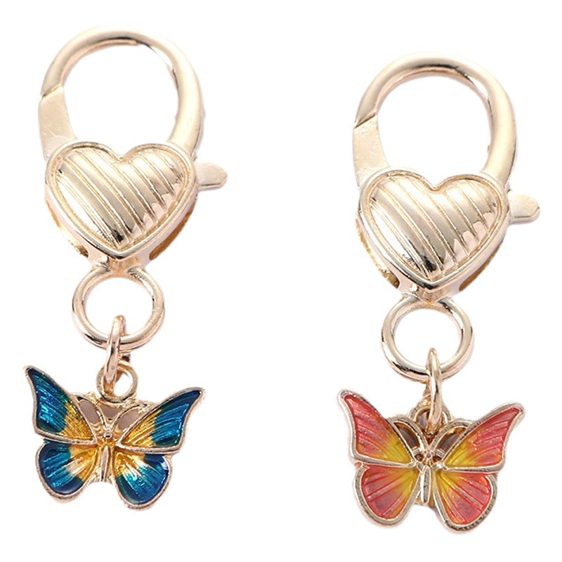 Cross-border cute wind car color butterfly metal key chain pendant key ring luggage jewelry creative small gifts