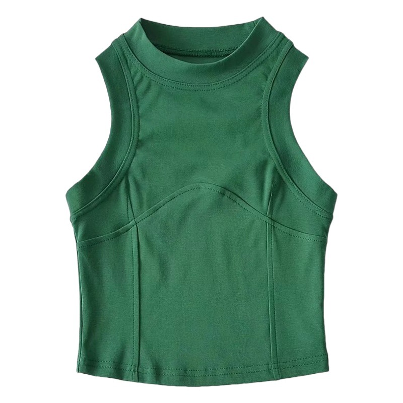 YPFF trendy women's vest stand collar sleeveless outer wear solid color fashionable temperament hot girl bottoming short navel top