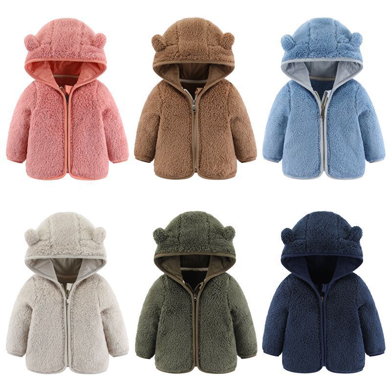 Picture of Children's European and American Spring and Autumn Long Sleeve Plush Top Zipper Warm Hooded Coat for Boys and Girls