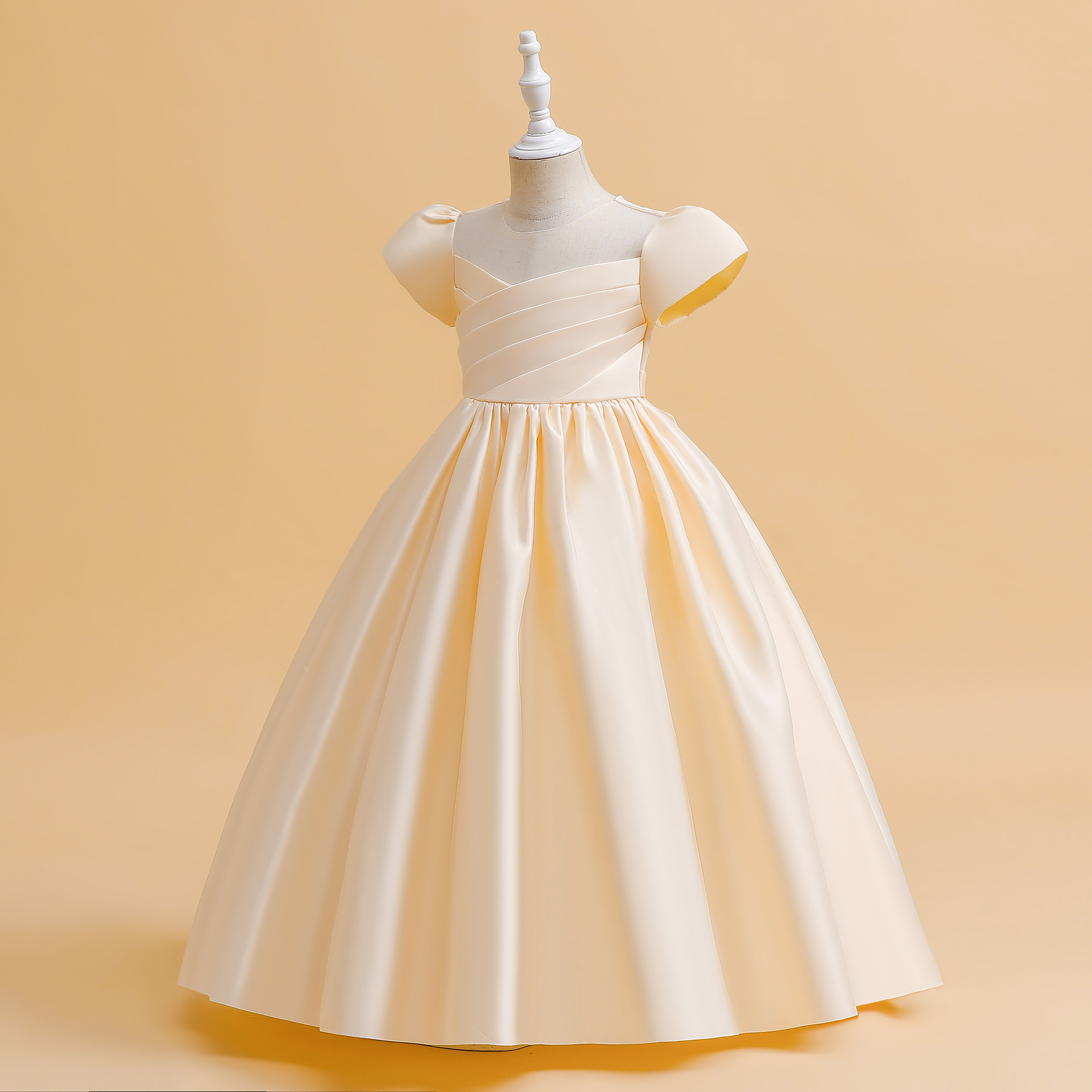 Picture of 2025 New Children's Dress Skirt Children's Satin Princess Skirt Middle and Large Children's Birthday Party Catwalk Piano Performance Costume