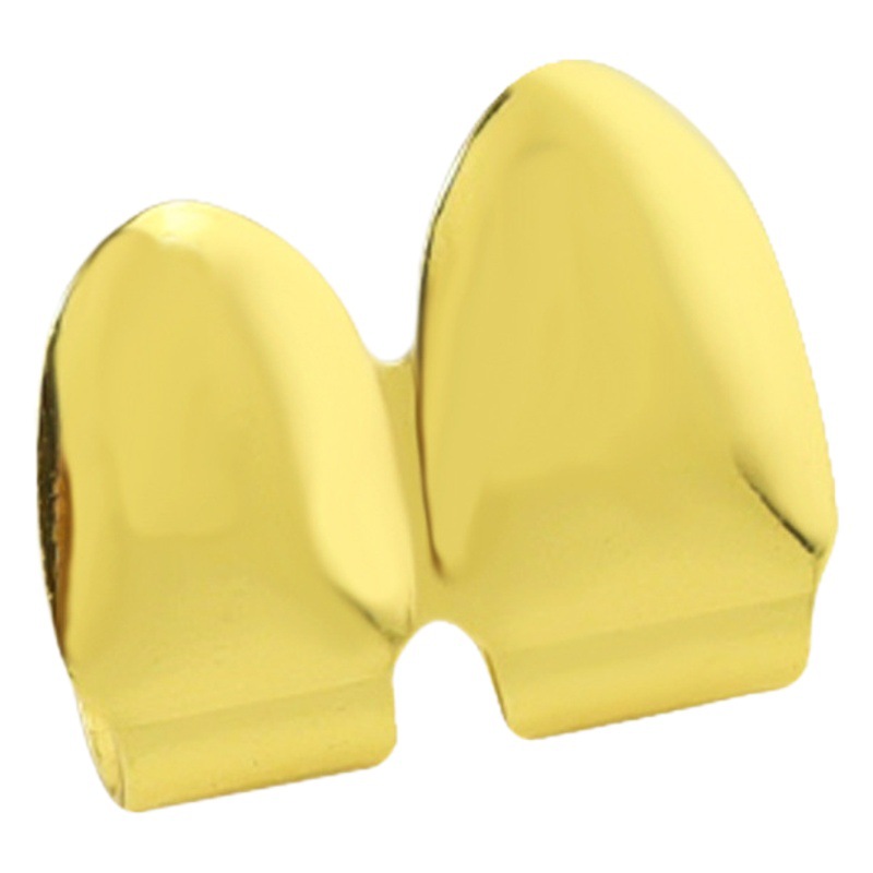 Cross-border Amazon HIPHOP gold braces double pointed teeth real gold plating hip-hop jewelry braces factory outlet