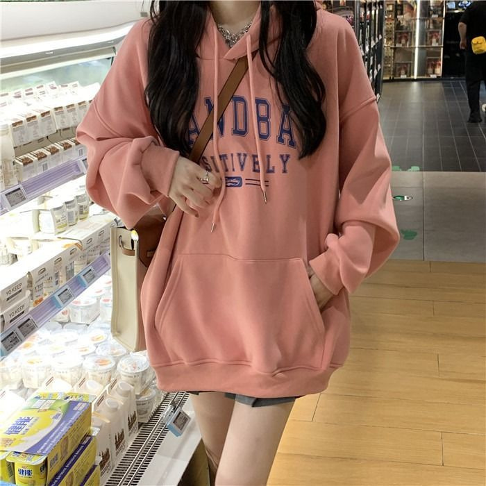 Autumn and winter 2025 new fleece thickened hooded sweatshirt women's loose Korean fashion student jacket long-sleeved top trend