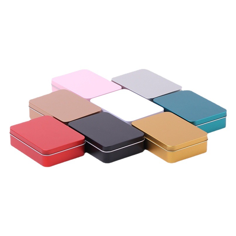 Custom Surrounding Square Matte Tinplate Box DIY White Metal Box Anime Square Iron Box Packaging