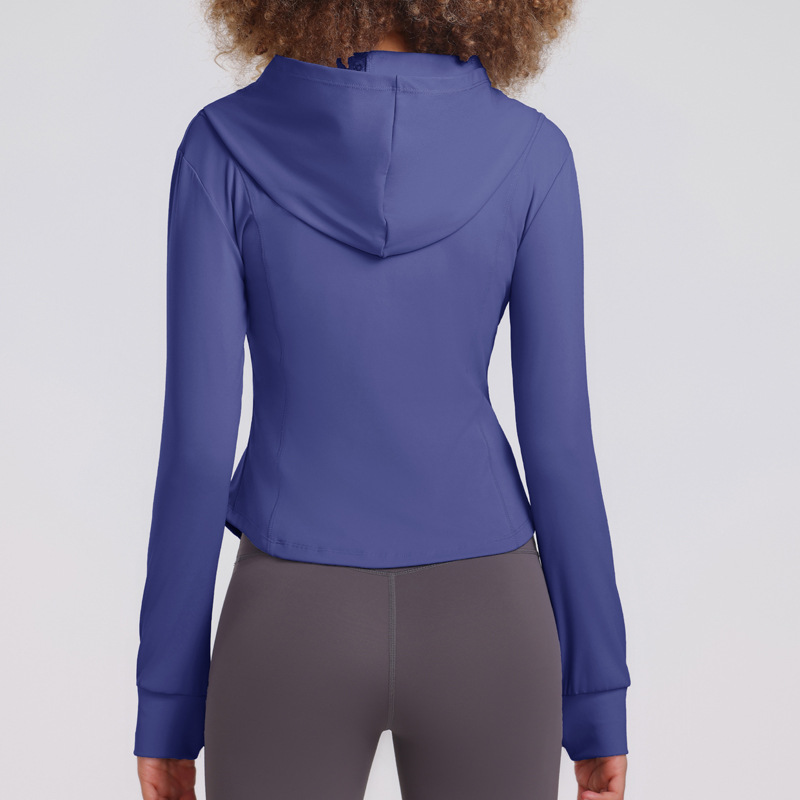 Picture of 2023 New Sports Tops Women's Hooded Slim Fitness Tops Women's Quick-Drying Casual Running Yoga Top