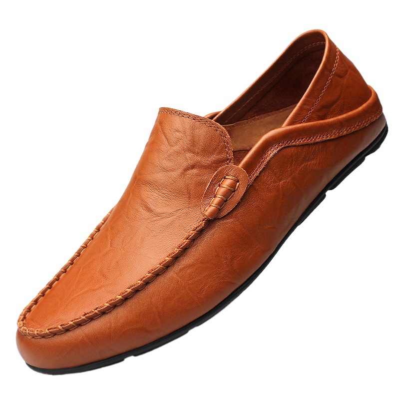 Autumn men's leather shoes genuine leather plus size peas shoes breathable flat shoes fashion business casual shoes outdoor trendy shoes