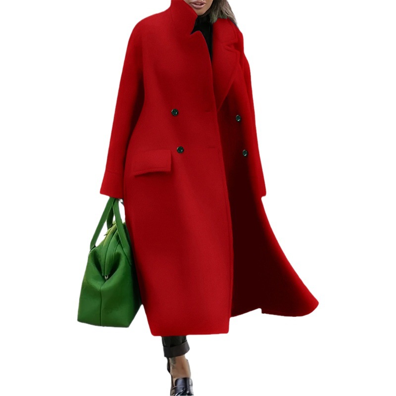 Amazon Cross-border Foreign Trade Europe and America Explosions Loose Winter and Autumn Women's Woolen Jacket Warm Commuting Elegant Coat