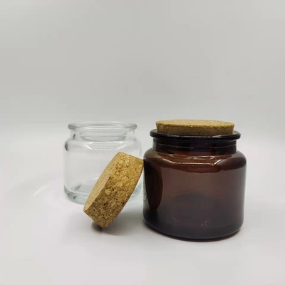 Picture of Brown Cork Scented Candle Glass Jar Handmade Glass Candle Holder Candle Jar Sealed Scented Candle Cup