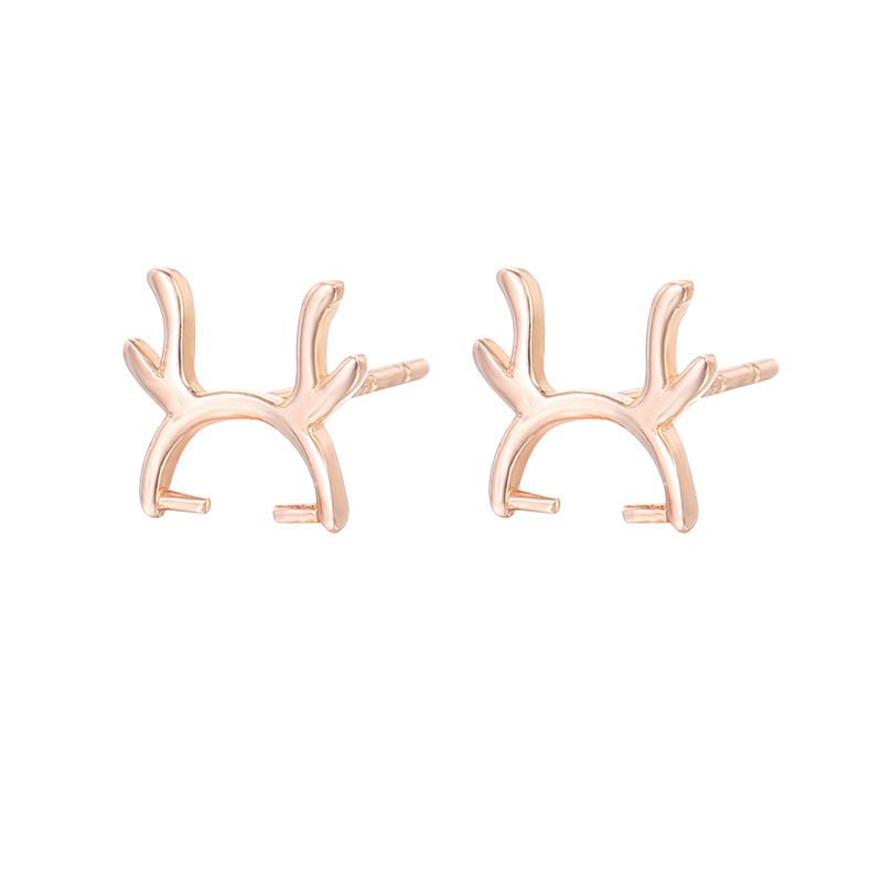 Picture of S925 Silver Empty Holder Accessories Cat Ears Antler Ear Stud Empty Holder Earrings Small Fresh Ear Stud Empty Holder Women's Cute Ring Holder