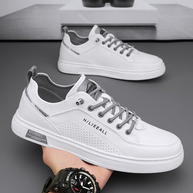 Summer Men's Shoes Breathable Board Shoes Men's Students Korean-style All-match White Shoes Thick-soled Sports Casual Flat Shoes Trendy Shoes