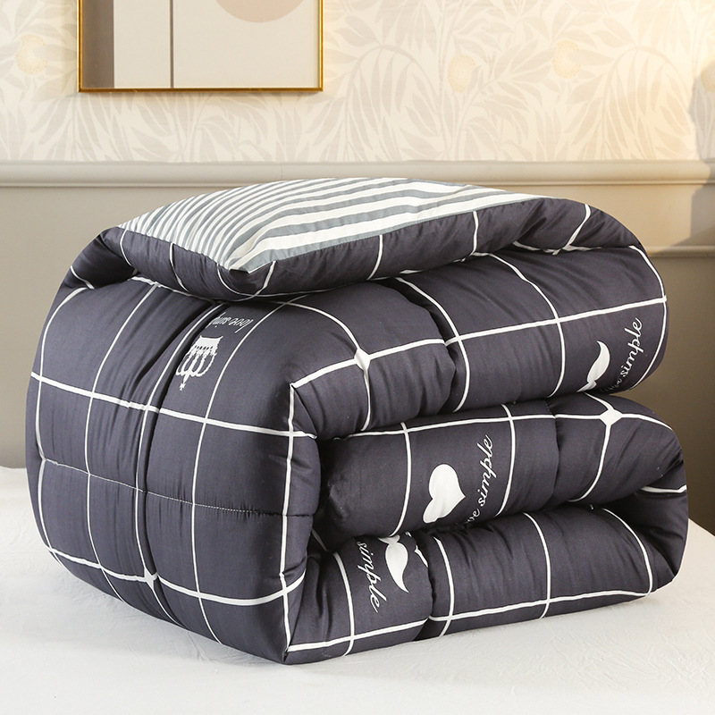 Picture of Factory wholesale thick warm winter quilt single student dormitory quilt double core bedding four seasons feather silk quilt