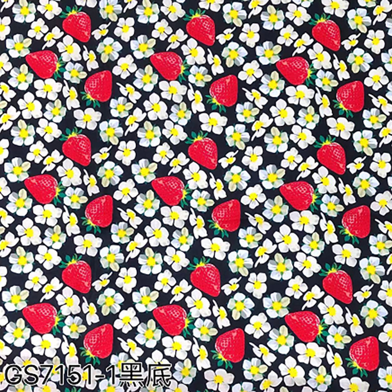 Cotton Digital Printed Fabric Ethnic Style Strawberry Small Floral Pure Cotton 60 Count Children's Clothing Baby Clothes Bag Printed Fabric