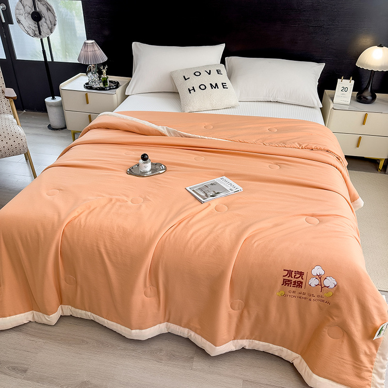 Picture of Summer Cool Quilt Student Dormitory Air-conditioning Quilt Summer Skin-friendly Naked Sleeping Quilt Cooling Breathable Summer Solid Color Quilt Quilt Core