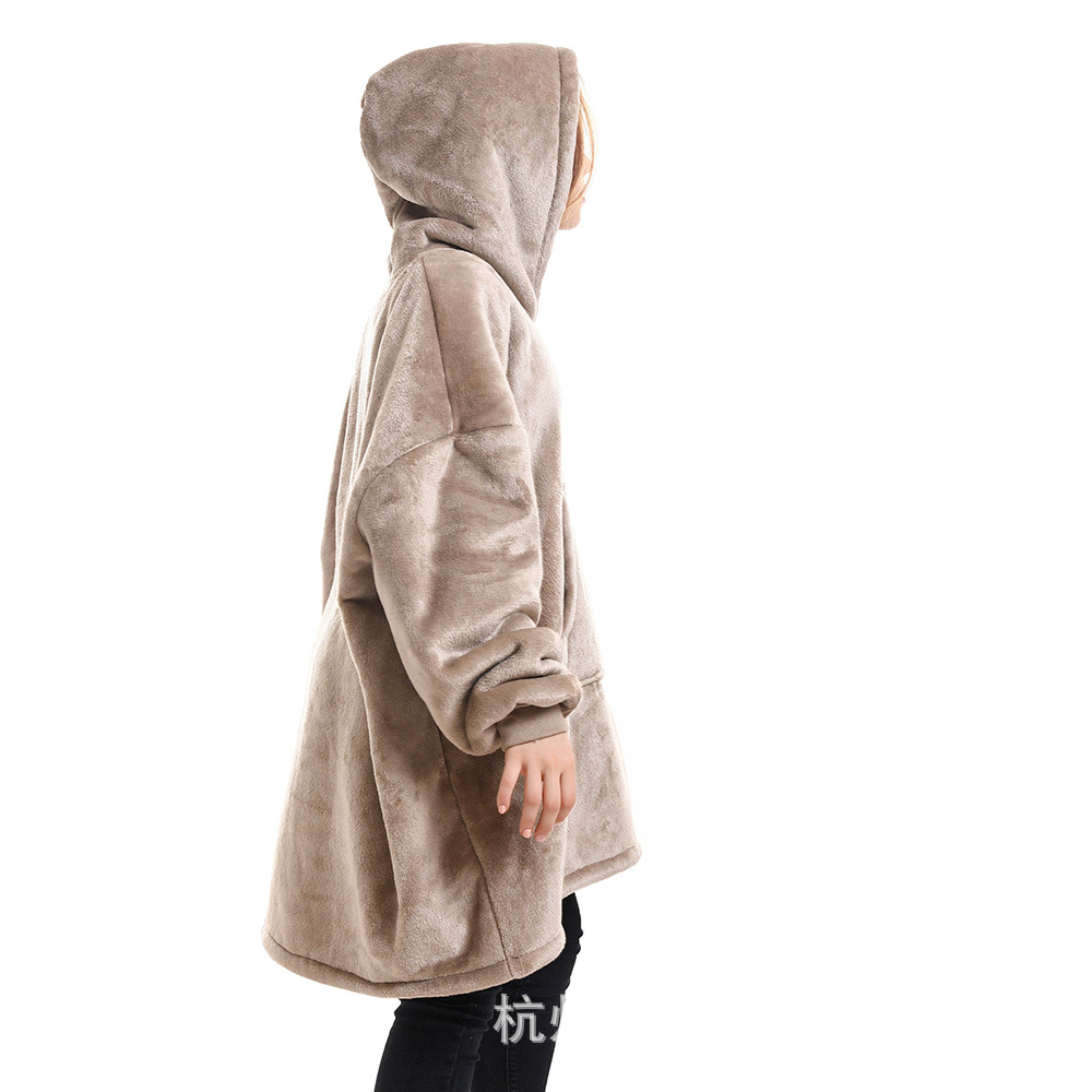 Picture of Fleece-Lined Lazy Blanket Hoodie, Double-Layer Fleece, Autumn and Winter Oversized Casual Loungewear Sweatshirt for Women, Printed Parent-Child Design