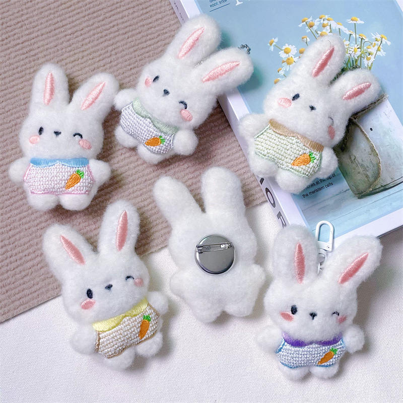 Cartoon Plush Cute Rabbit Doll Accessories Original Soft Cute Full Body Rabbit Girl Heart Bag Brooch Doll
