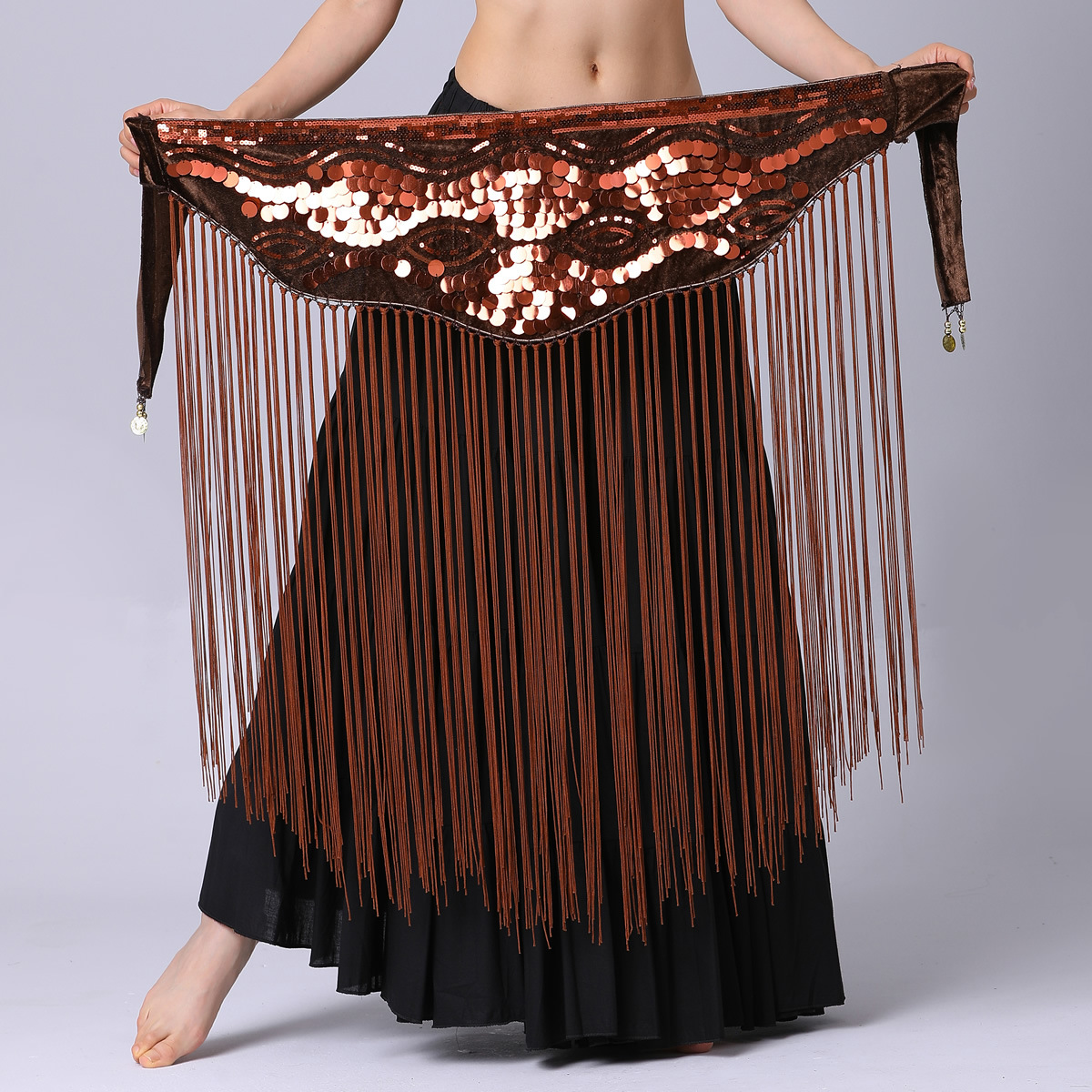 Picture of Sequin long tassel waist chain, belly dance waist chain, belly dance waist ornaments, dynamic belly dance waist chain Y1025