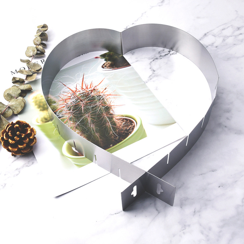 Picture of In stock stainless steel baking cake mold adjustable retractable cake mold love mousse ring baking gadget