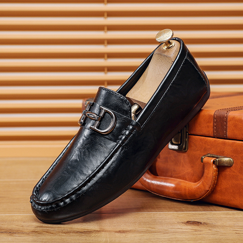 Doug Shoes Men's High-end New Men's Business Casual Leather Shoes Slip-on Lazy Loafers Live Men's Shoes