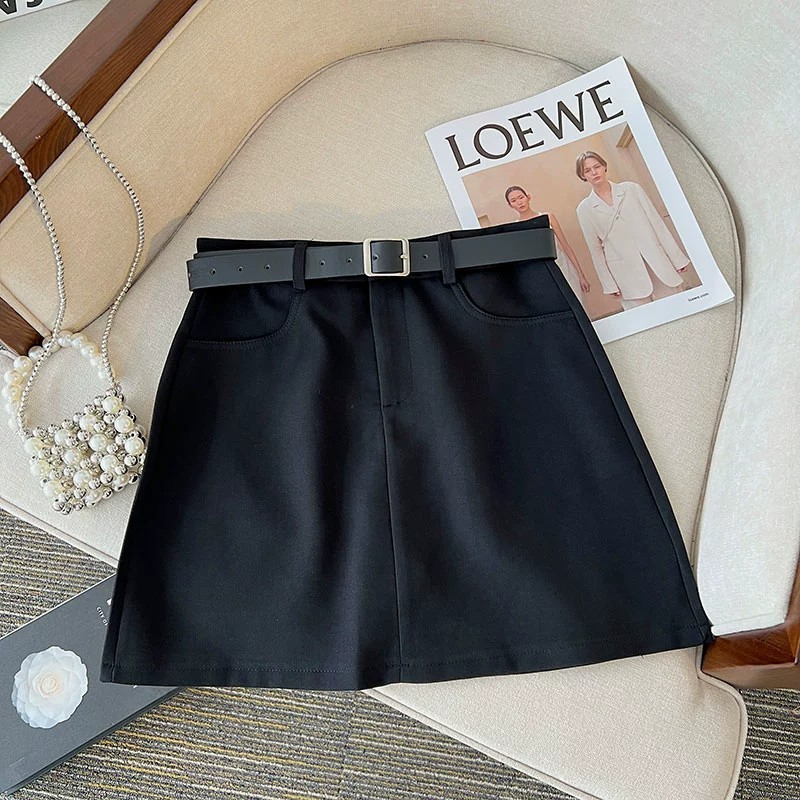All-Match Black Skirt Women's New Slim Autumn and Winter 2024 High Waist Hip Skirt Small Korean Style Grey
