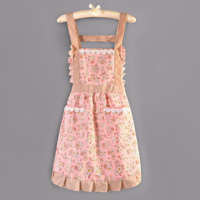 Picture of Canvas Cotton Apron Kitchen Household Wipe Hand Strap Pure Cotton Women's 2023 New Style Western Style Internet Celebrous Princess Cooking