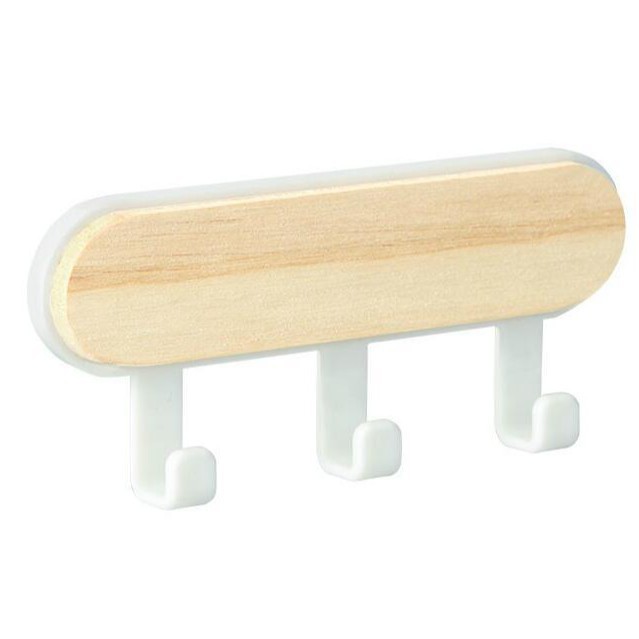 Picture of Wooden Round Head Hook Multi-Functional Household Nail-Free Sticking Hook Strong Load-Bearing Creative Hook Door Hook Hook