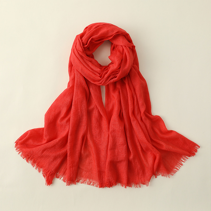 Picture of Solid Color Cotton and Linen Scarf Women's Artistic Sunscreen Scarf Scarf Beach Long Scarf Wholesale Japanese Scarf Advanced Sense
