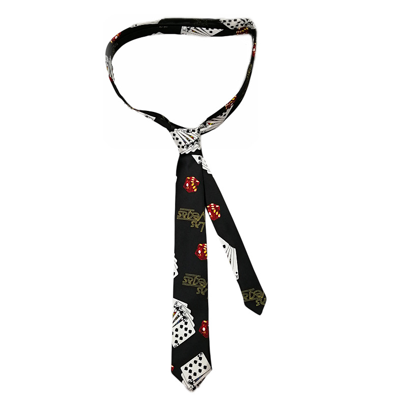Picture of Zebra Leopard Print Love Poker Letters 5cm Matchinging Shirt Ins Student Tie Unisex Versatile Can Be Customized
