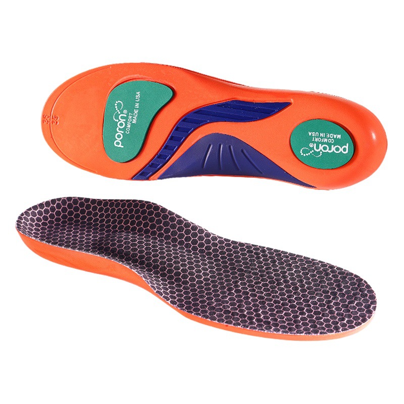 Poron Shock Absorption Sports Insoles Men's Women's Sweat Absorbent Breathable Basketball Arch Support Professional Running Insoles