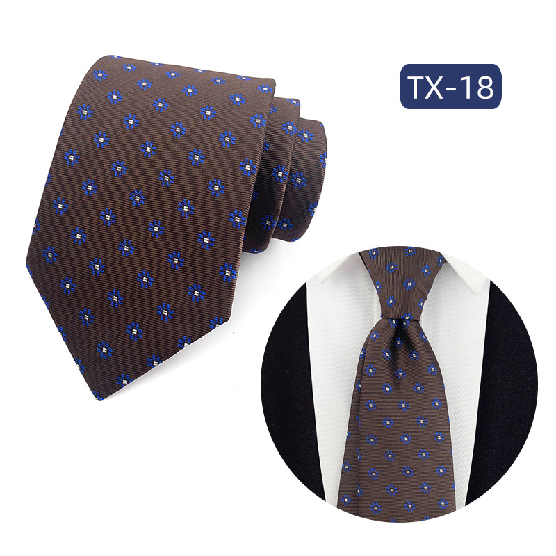 Picture of in stock wholesale men's tie jacquard yarn-dyed fabric small floral pattern business casual wedding groom tie