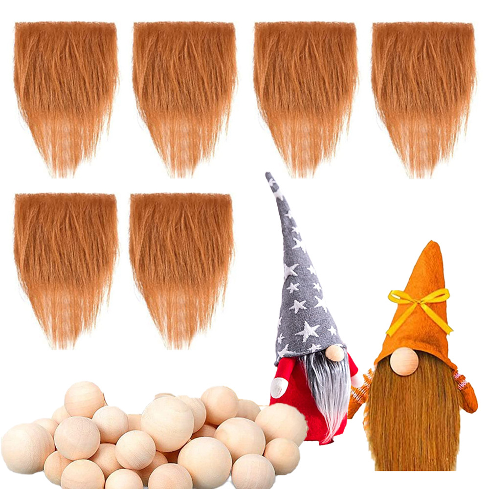 Picture of Dwarf Doll Handmade DIY Materials Amazon Decoration Artificial Fur Beard Wooden Ball Christmas Gnome Pom-Pom