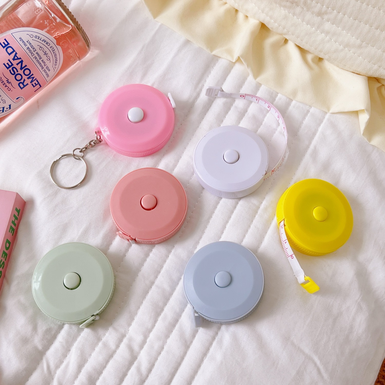 Picture of Mini portable tape measure measuring clothes 1.5m tape measure waist circumference hip circumference cute cartoon measuring three circumference ruler soft ruler students