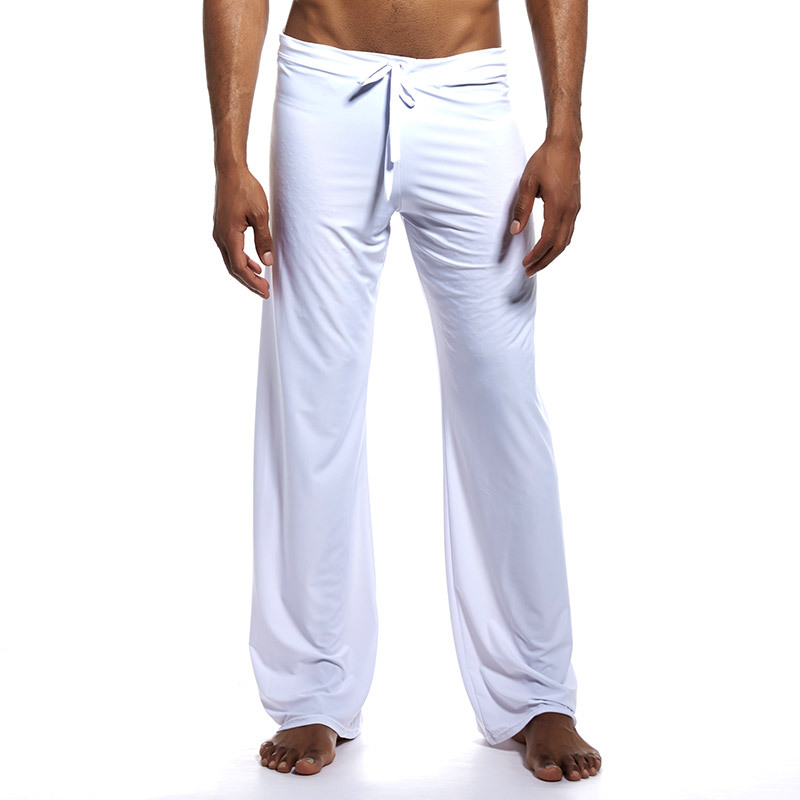 Picture of Men's Home Sleep Pants for Foreign Trade, Solid Color, Drawstring, Loose, Casual, Versatile, Ice Silk Polyester, Plus Size, Long Pants for Home Leisure