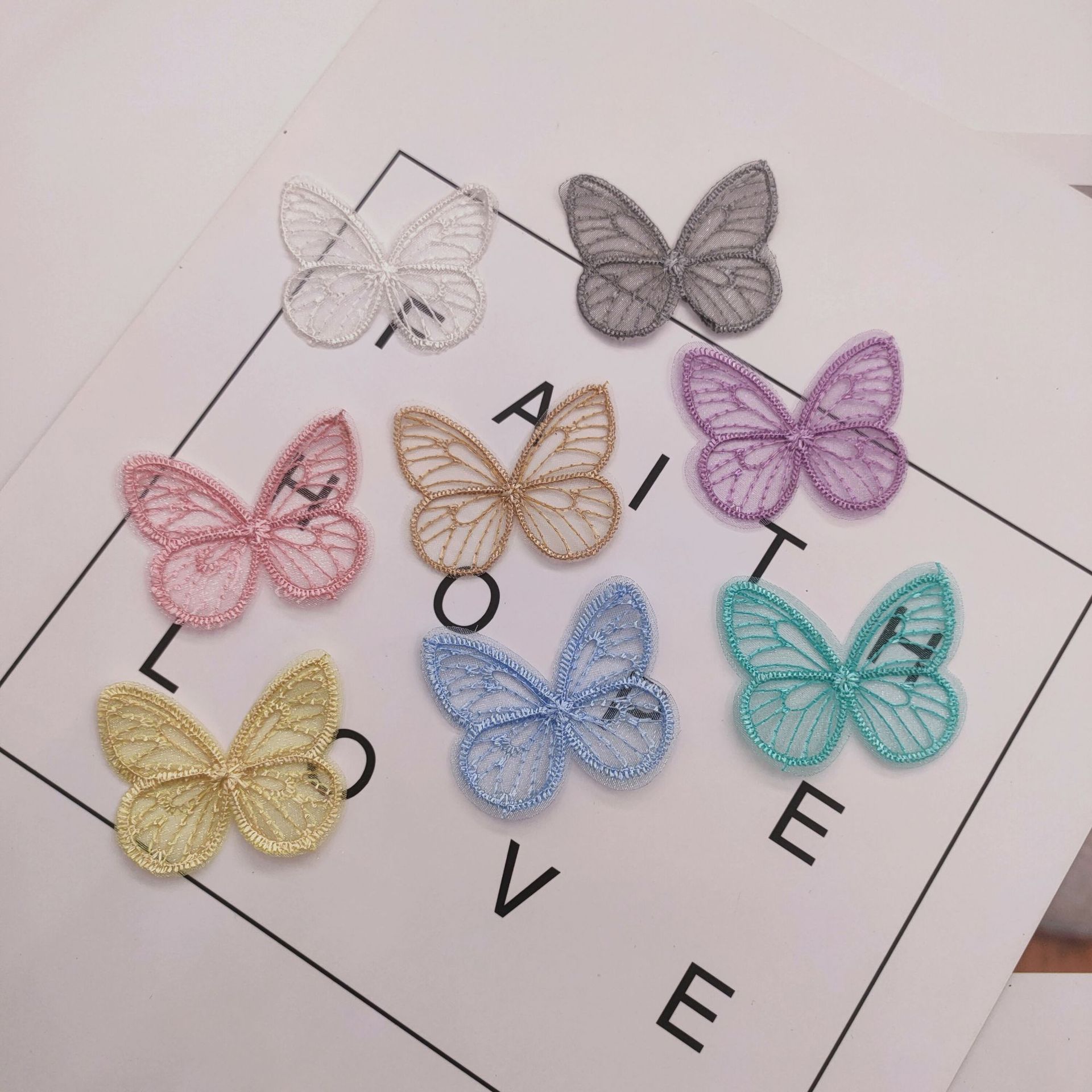 Handmade DIY Materials Butterfly Mesh Embroider Clothing Accessories Fabric Crocheted Tassel Woven Bow Fabric