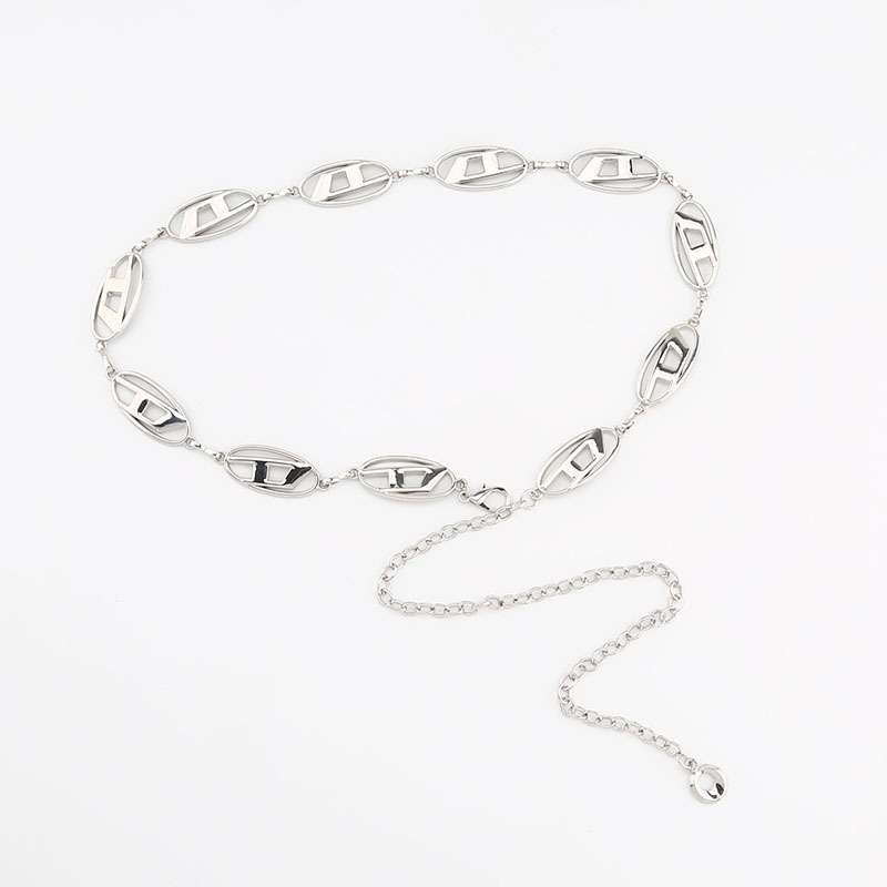 Vintage silver Metal Chain D Letter Waist Chain Men and Women All-match Decorative Skirt Jeans Belt Fashion Waist Cover