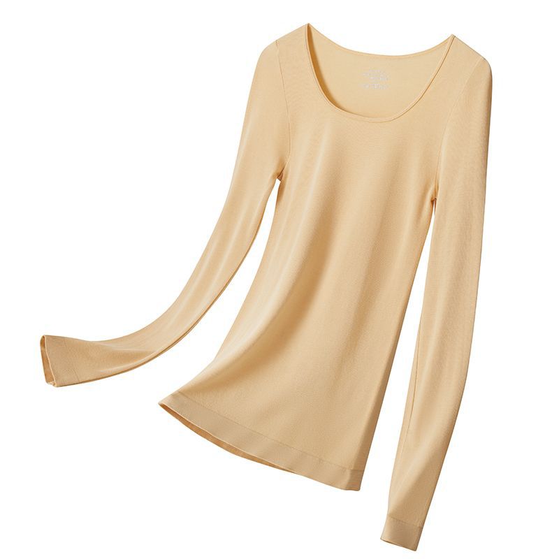 Picture of 2022 Autumn and Winter Sheep Wool Velvet Heating Fiber Thermal Underwear Women's Crewneck Small Collar Slim-fit Autumn Clothes
